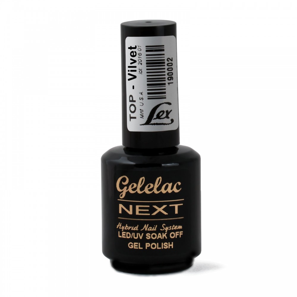 LEX Gelelac NEXT Top Vilvet -  верхнее покрытие для гель-лака с матовым эффектом, 15ml