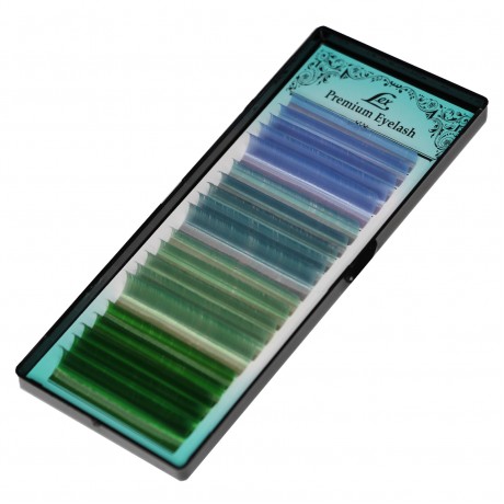 Ресницы LEX 4 COLOR (s-blue; o-blue; b-green; green) 20 lines 0.07 CC 7-8-9-10-11-12 mm